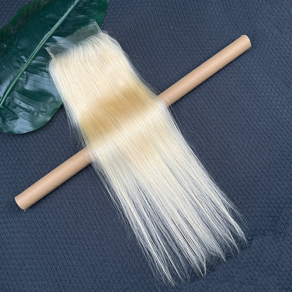 #613 Color 6x6 HD Lace Closure Blonde Straight Real Human Hair Pre-Plucked Bleached Knots Melt Skin Invisible Lace For Women