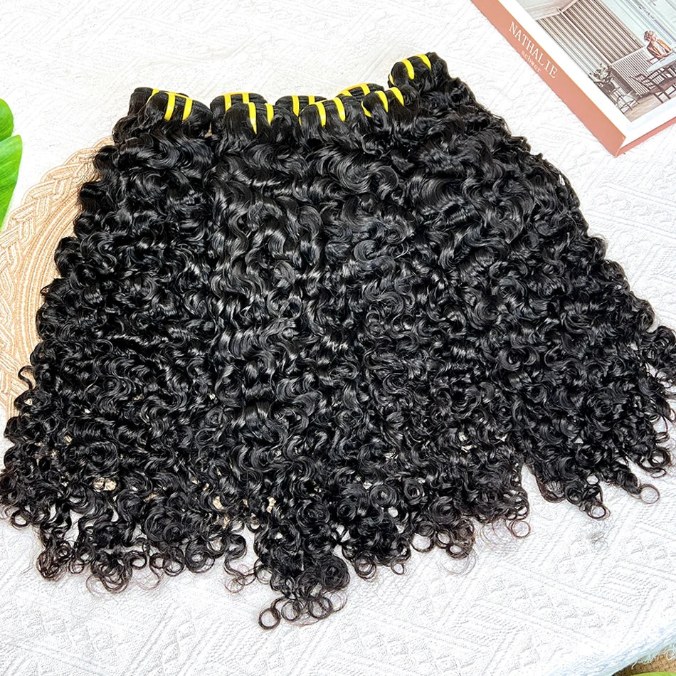 Burmese Curly Human Hair Bundles #1B Natural Black Color 100% Raw Virgin Hair Weave Extensions 1 2 3 4 Pcs Bouncy Curly Hair