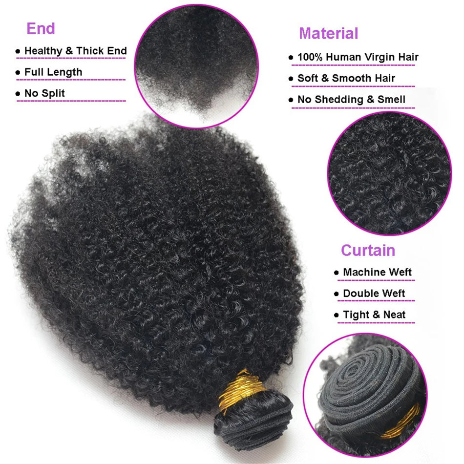 Afro Kinky Curly Hair Bundles — Virgin Unprocessed, 8–24 Inch
