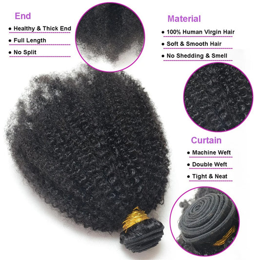 Afro Kinky Curly Hair Bundles — Virgin Unprocessed, 8–24 Inch