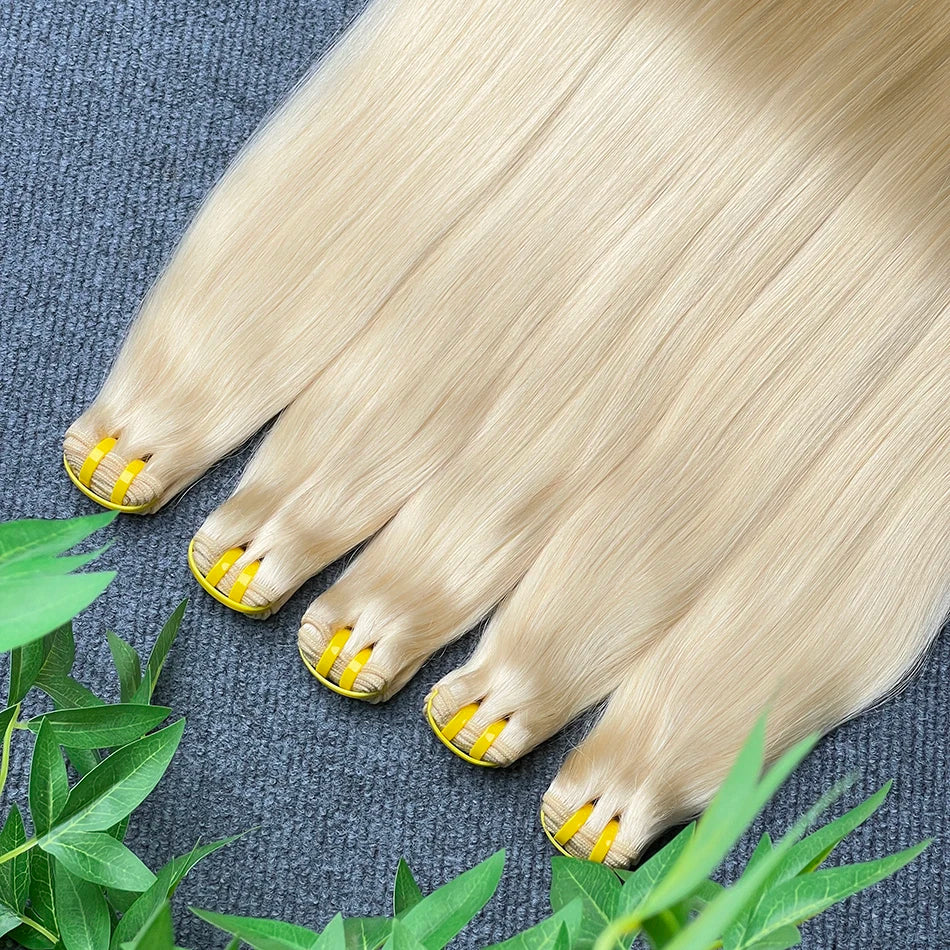 Double Drawn #613 Bone Straight Human Hair Bundles Blonde Colored 1/2/3/4 Pcs 100% Human Hair 100 Grams Weave Hair Extensions