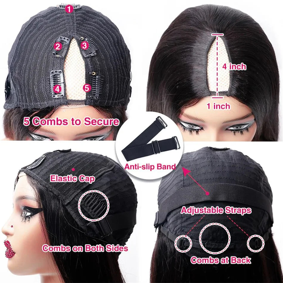 V-Part Water Wave Wig — Wet & Wavy, No Leave-Out, 32 Inch