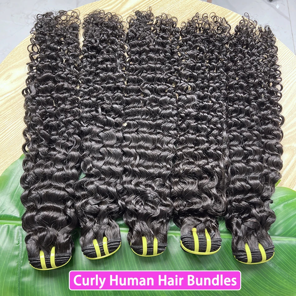 Deep Curly Human Hair Bundles 100% Unprocessed Raw Virgin 10-30 Inches Vietnamese Bouncy Curly Hair Weave Extensions For Women