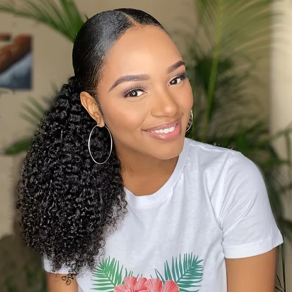 Kinky Curly Clip-In Ponytail — Wrap-Around Magic Tape