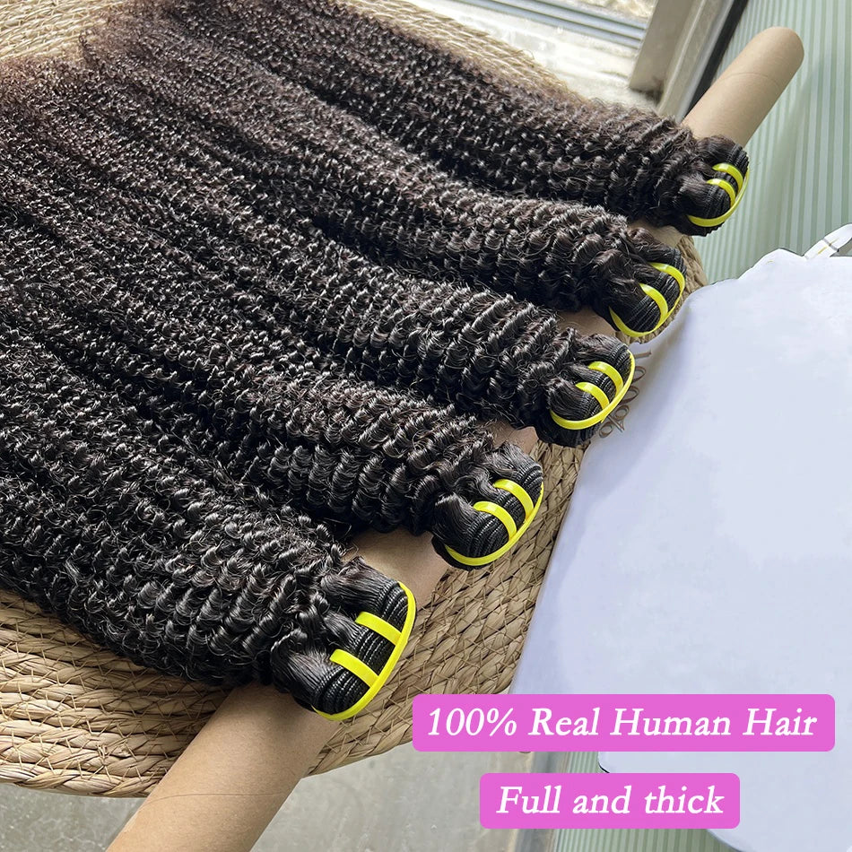 Kinky Curly 100% Human Hair Bundles Weave Extensions #1B Natural Black Color 100grams/PC 10-30inch Unprocessed Virgin Human Hair