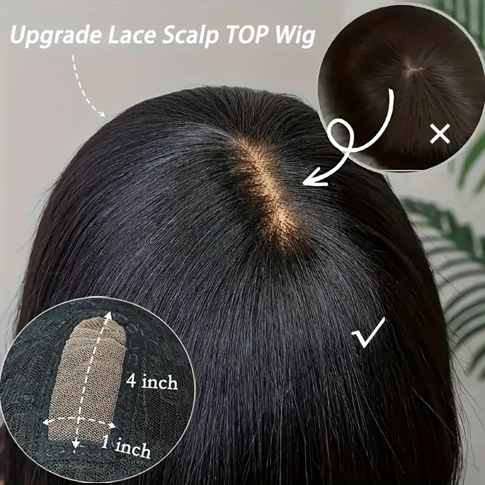 1x4 Lace Glueless Short Bob Wig With Bangs Fringe Straight Wigs Human Hair Bob With Bangs Realistic Scalp 200% Density For Women