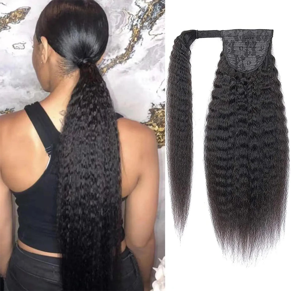 Kinky Curly Clip-In Ponytail — Wrap-Around Magic Tape