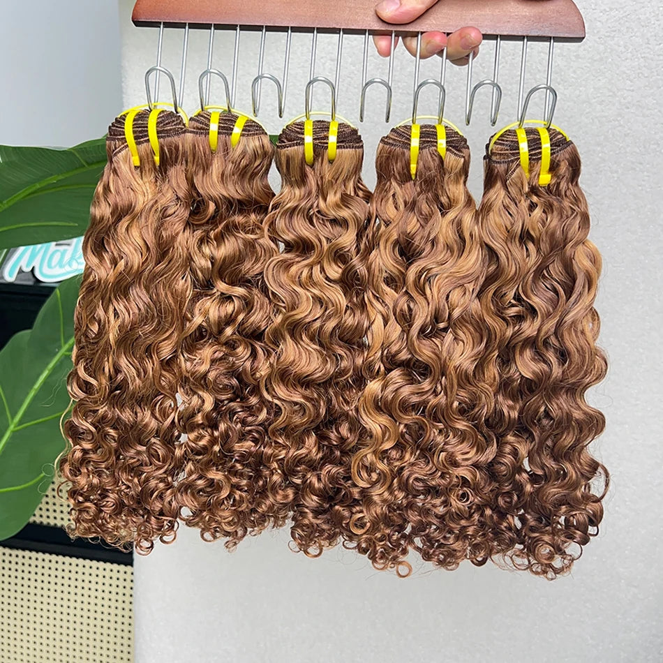 P4/27 Color Bundles Burmese Curly Human Hair 16 inches 100 Grams Cuticle Aligned Ombre Highlight Raw Virgin Hair Weft Extensions