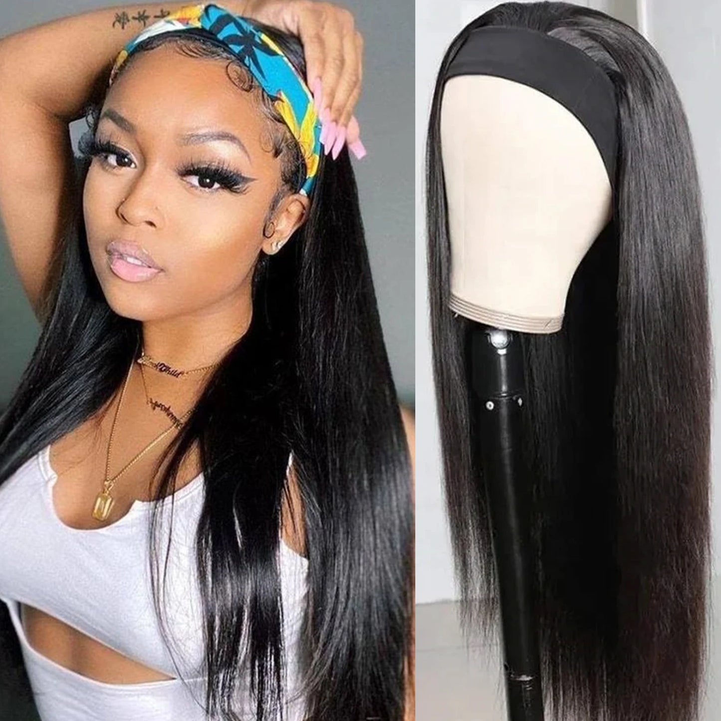 Straight Headband Wig — 24 Inch, Full Machine Made