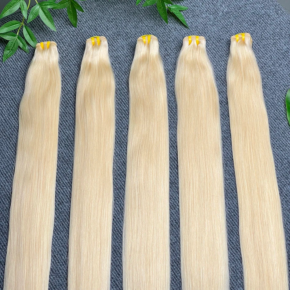 Double Drawn #613 Bone Straight Human Hair Bundles Blonde Colored 1/2/3/4 Pcs 100% Human Hair 100 Grams Weave Hair Extensions