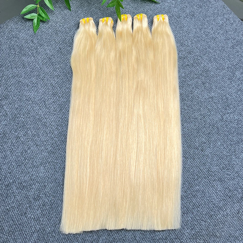 Double Drawn #613 Bone Straight Human Hair Bundles Blonde Colored 1/2/3/4 Pcs 100% Human Hair 100 Grams Weave Hair Extensions