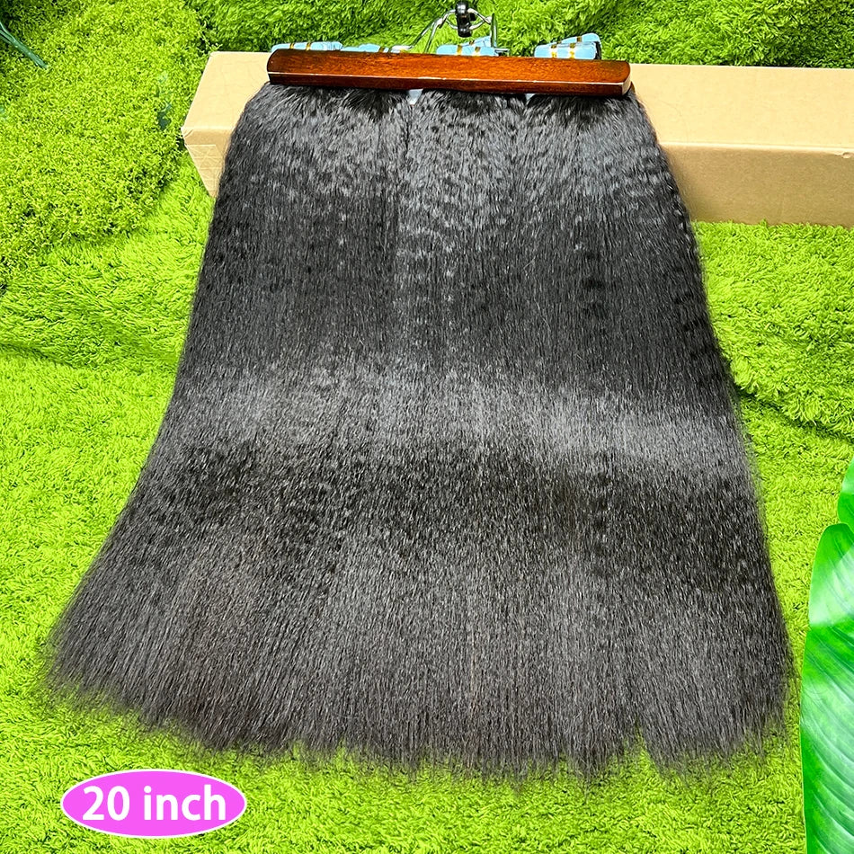 Kinky Straight Double Drawn Tape-Ins 100% Human Hair Extensions Seamless Invisible PU Tape 100grams #1B Natural Color Hair
