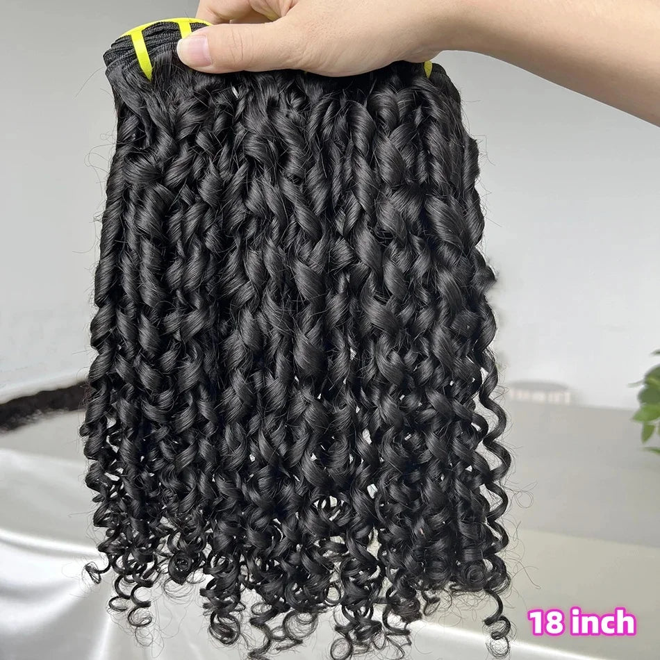 Pixie Curly Bundles #1B Natural Black Color Human Hair 10-30 Inches Bouncy Curly 100% Raw Virgin Hair Weave Extensions Weaving