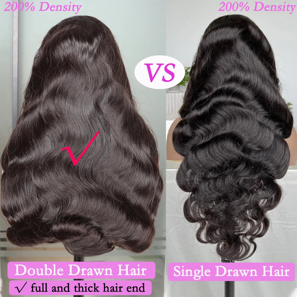 Body Wave Super Double Drawn Human Hair Wigs 4x4 HD Closure 13x4 HD Lace Frontal Wig 200 250% Density Vietnamese Raw Virgin Hair