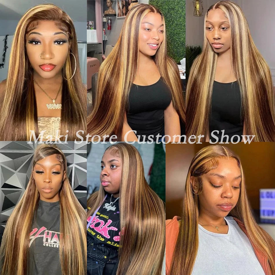 Double Drawn Straight Human Hair Bundles P4/27 Highlight Color Brown Honey Blonde 100% Virgin Hair Weaving Extensions For Women