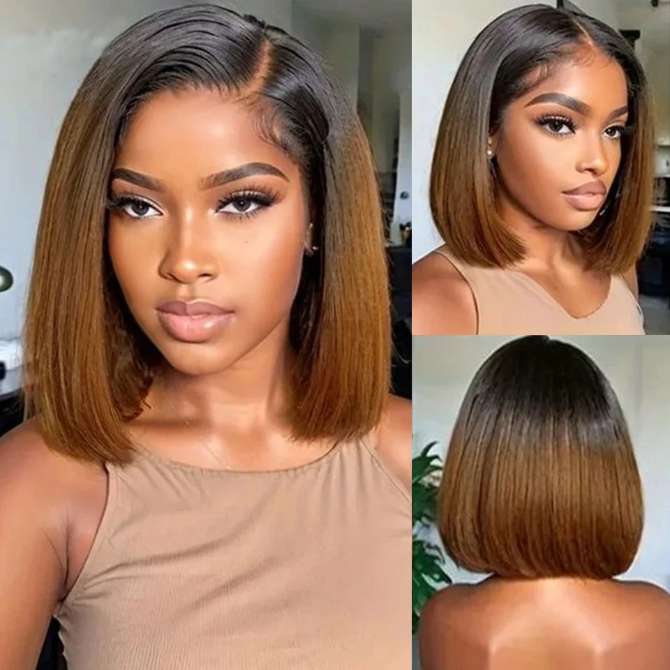 Chocolate Brown Straight Bob Wig — 13x4 Lace Front, 180% Density