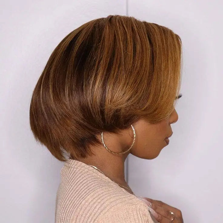 Highlight Pixie Cut Bob Wig — Straight Human Hair, 13x4 Lace Front