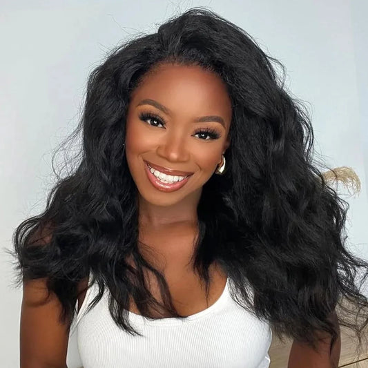 Kinky Straight 3-in-1 Half Wig — Drawstring, 180% Density