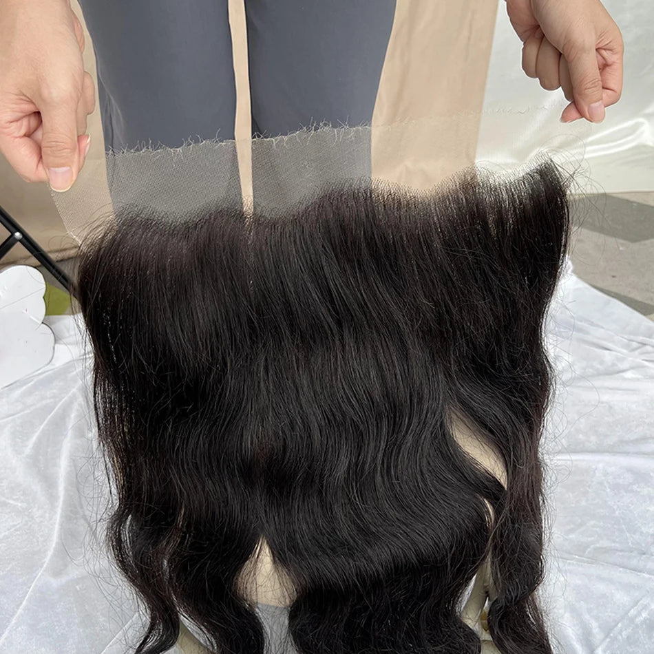 Body Wave 13x6 HD Lace Frontal Human Hair Pre-Plucked #1B Natural Black Color Melt Skin Invisible HD Lace Closure For Women