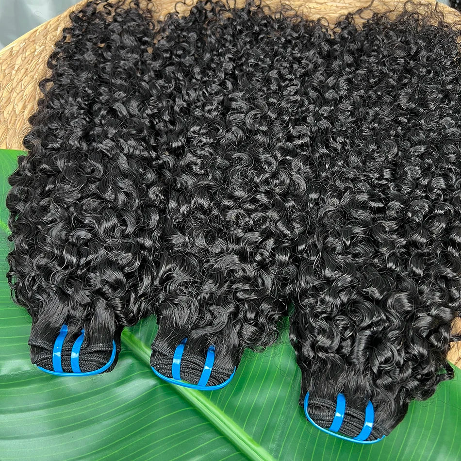 18A Burmese Curly Bundles With 13x4 Transparent Lace Frontal Human Hair #1B Natural Color 100% Raw Virgin Hair Weave Extensions