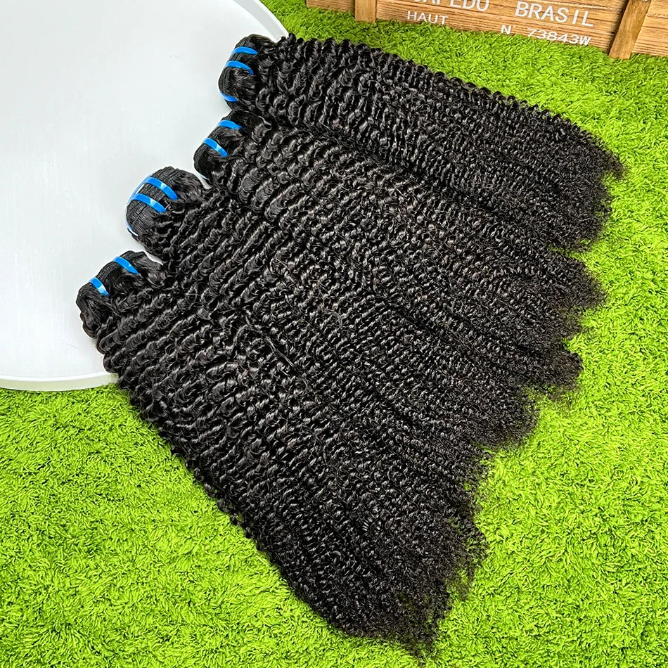 18A Kinky Curly Bundles 100% Human Hair Extensions Weave #1B Natural Black Color 10-30 Inch Curl Wavy Raw Virgin Hair For Women