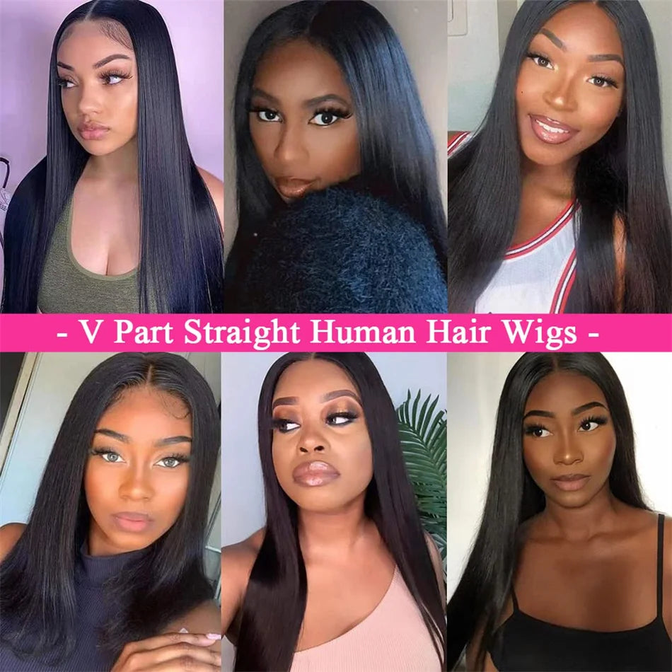V-Part Straight Wig — Peruvian Remy Hair, 18–32 Inch