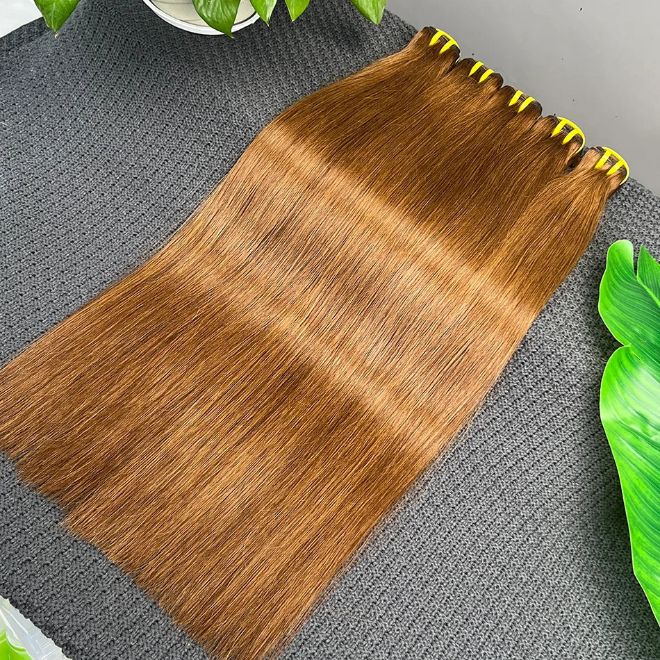 #4 Brown Colored Straight Human Hair Bundles Vietnamese Hair Extensions Weave Double Weft 18-30 Inches 100 Grams For Women
