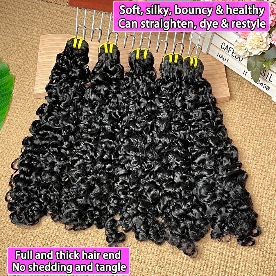 Double Drawn Burmese Curly Human Hair Bundles #1B Natural Color 100% Raw Virgin Vietnamese Hair Weave Extensions 1 2 3 4 PCS
