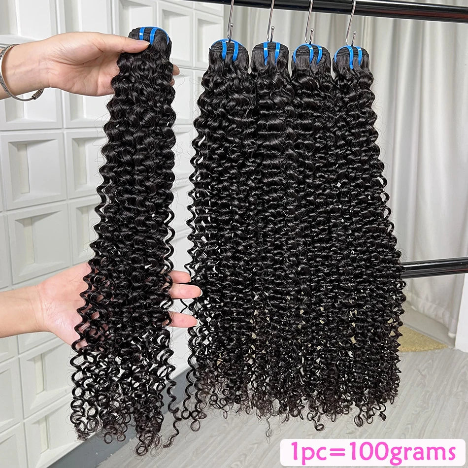 Deep Curly Bundles 18A Human Hair Extensions Weave #1B Natural Black Color 10-30 Inch Curl Wavy 100% Raw Virgin Hair For Women