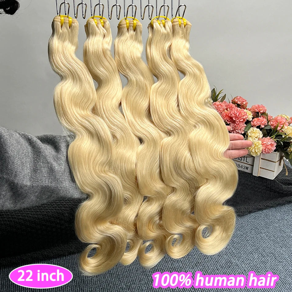 #613 Body Wave Double Drawn Human Hair Bundles Blonde Colored 1/2/3/4 Pcs 100% Human Hair 100 Grams Weave Hair Extensions