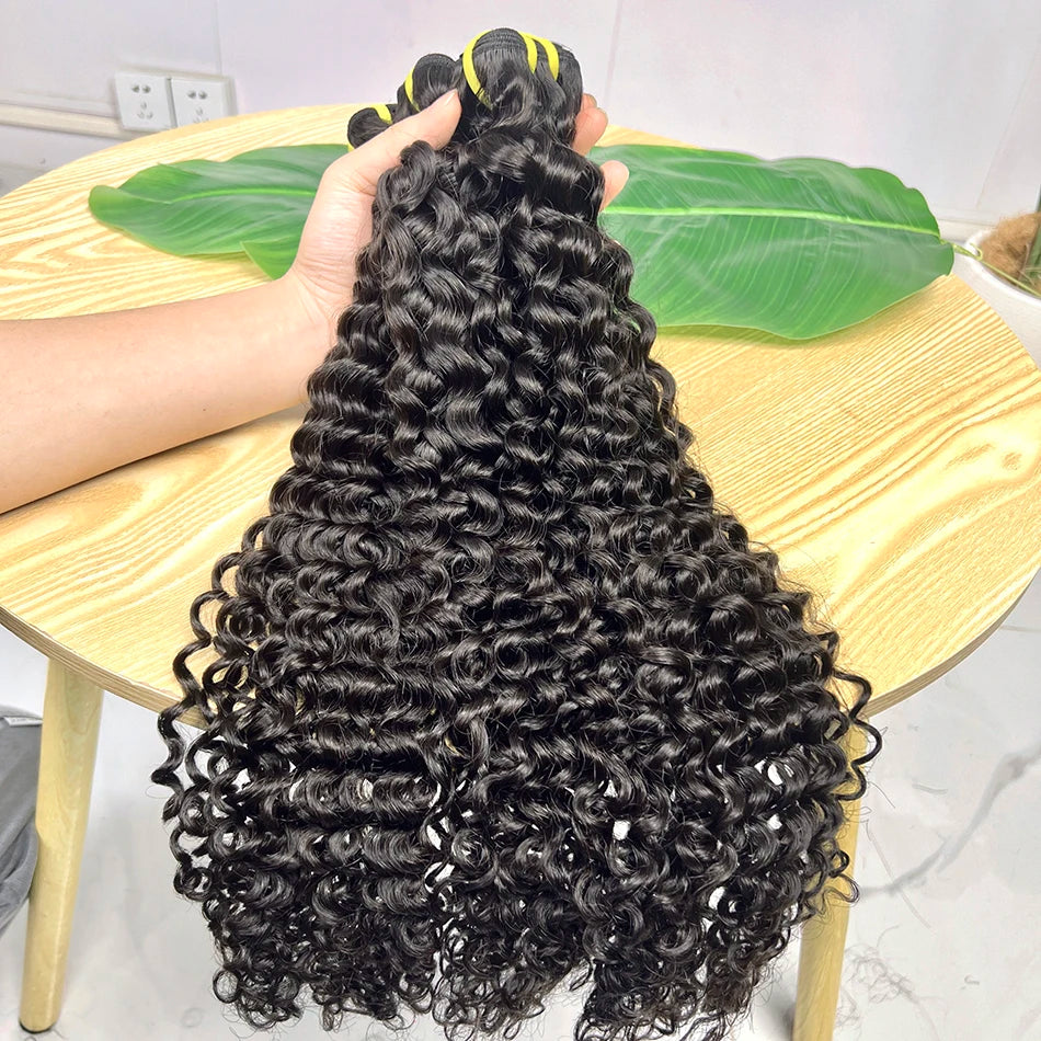 Deep Curly Human Hair Bundles 100% Unprocessed Raw Virgin 10-30 Inches Vietnamese Bouncy Curly Hair Weave Extensions For Women