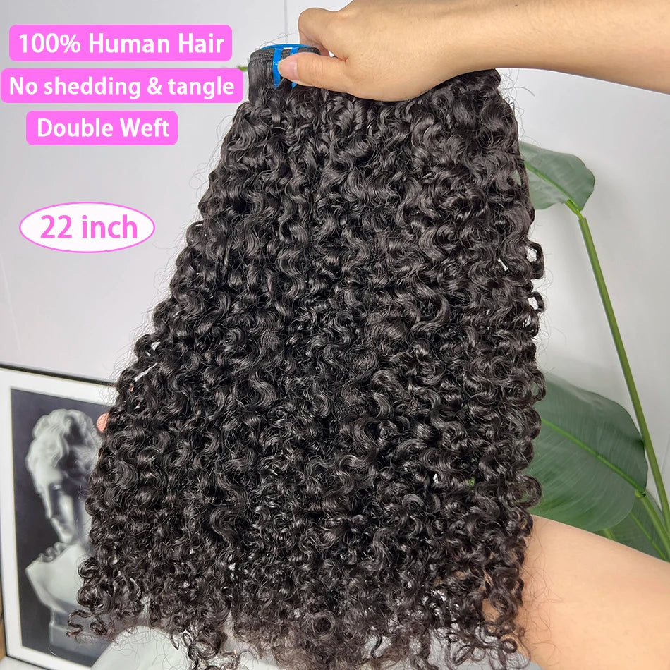 18A Burmese Curly Bundles With 13x4 Transparent Lace Frontal Human Hair #1B Natural Color 100% Raw Virgin Hair Weave Extensions
