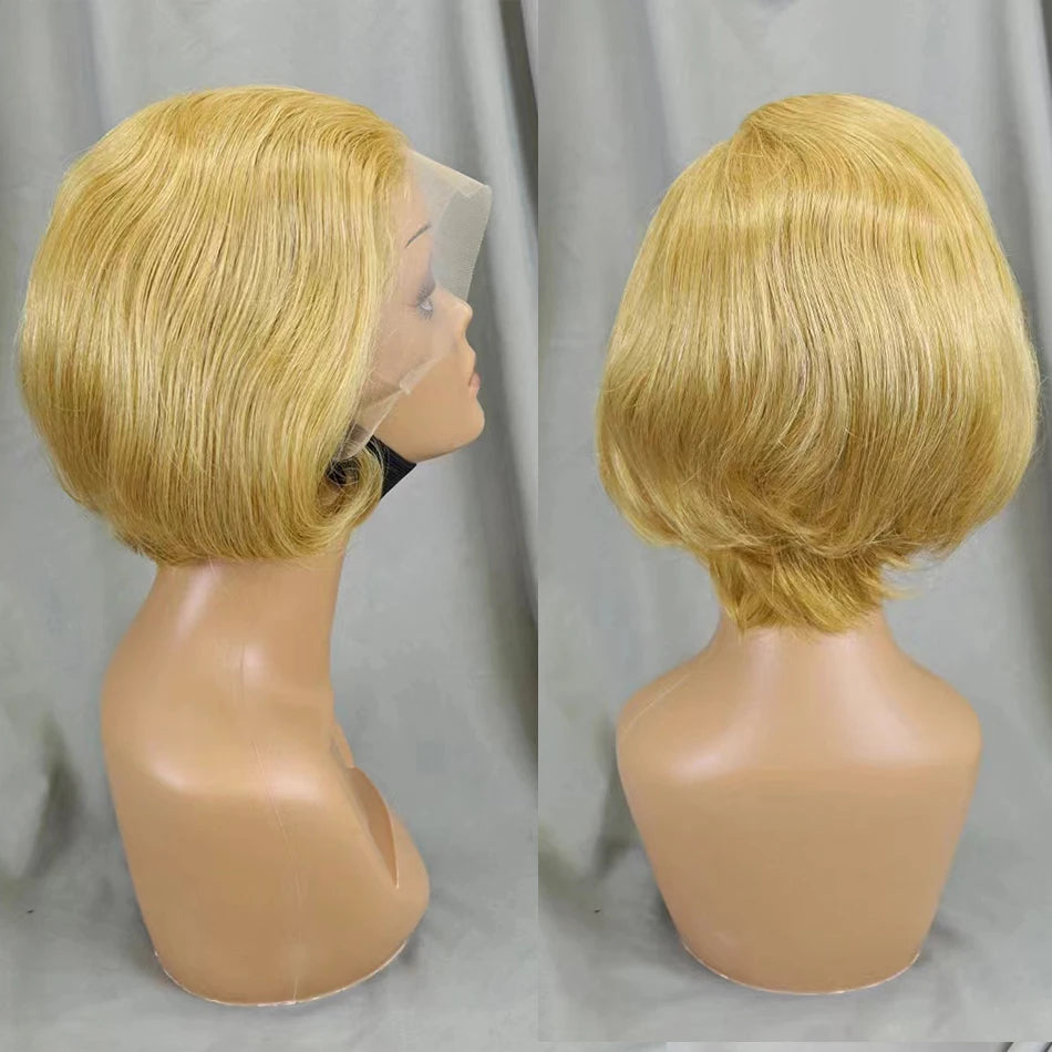 Straight Pixie Cut Bob Wig — Pre-Plucked, 13x4 Transparent Lace