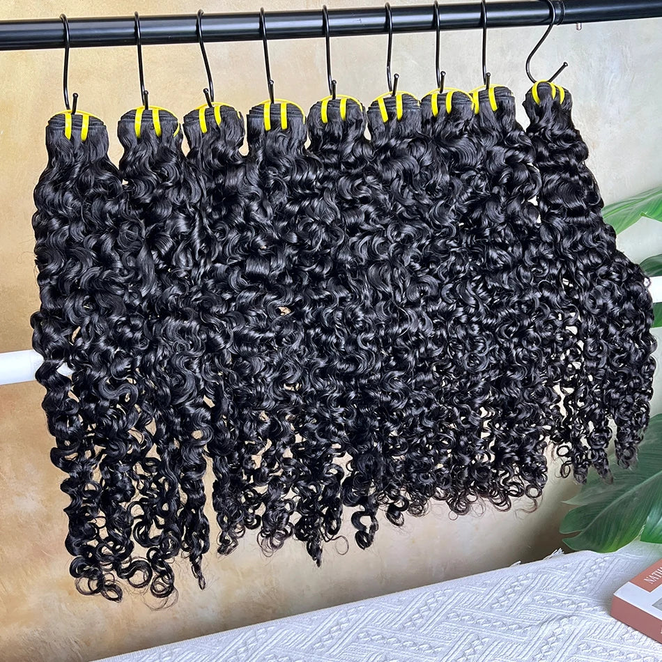 Burmese Curly Human Hair Bundles #1B Natural Black Color 100% Raw Virgin Hair Weave Extensions 1 2 3 4 Pcs Bouncy Curly Hair