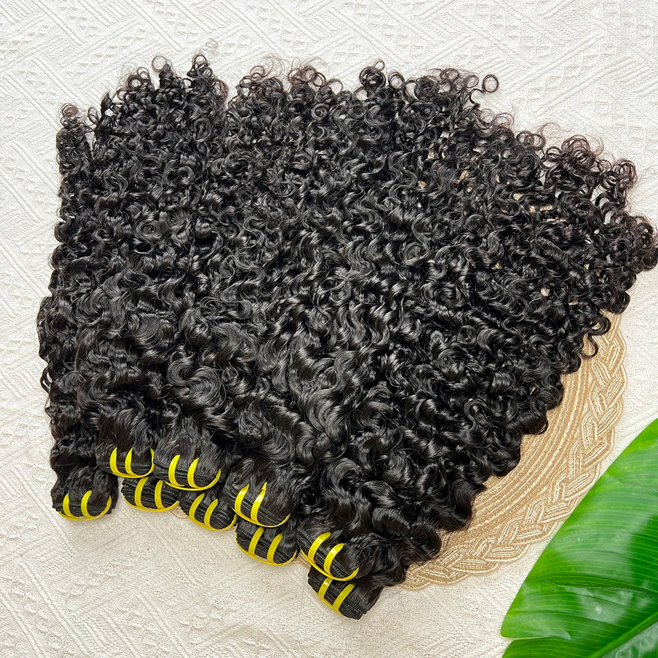 Burmese Curly Human Hair Bundles #1B Natural Black Color 100% Raw Virgin Hair Weave Extensions 1 2 3 4 Pcs Bouncy Curly Hair